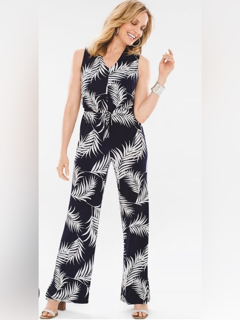 Chico’s Palm Print Jumpsuit